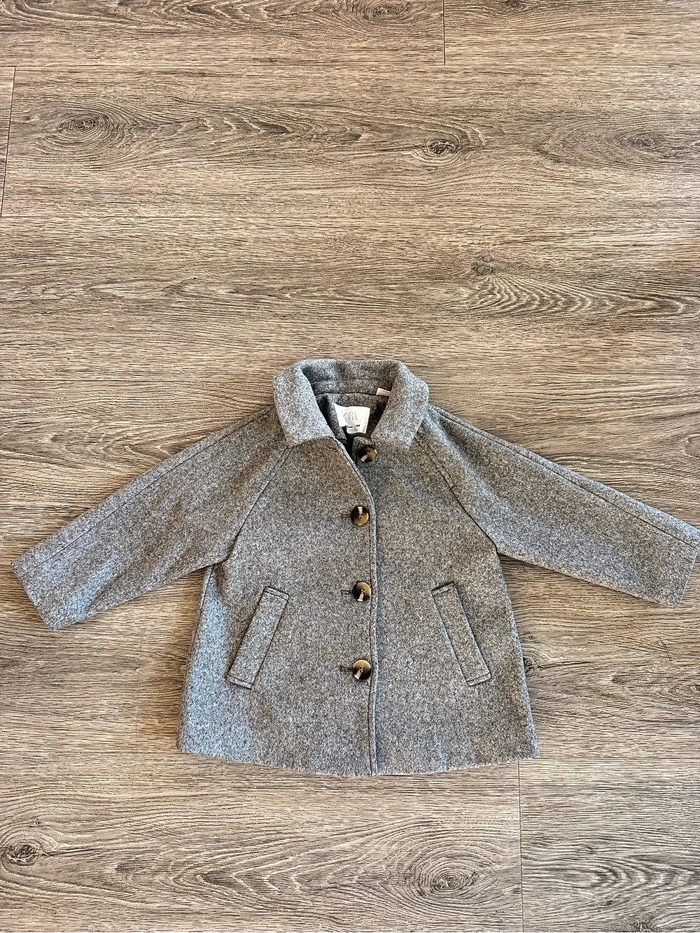 Zara Wool-Style Pea Coat in Gray Size 4